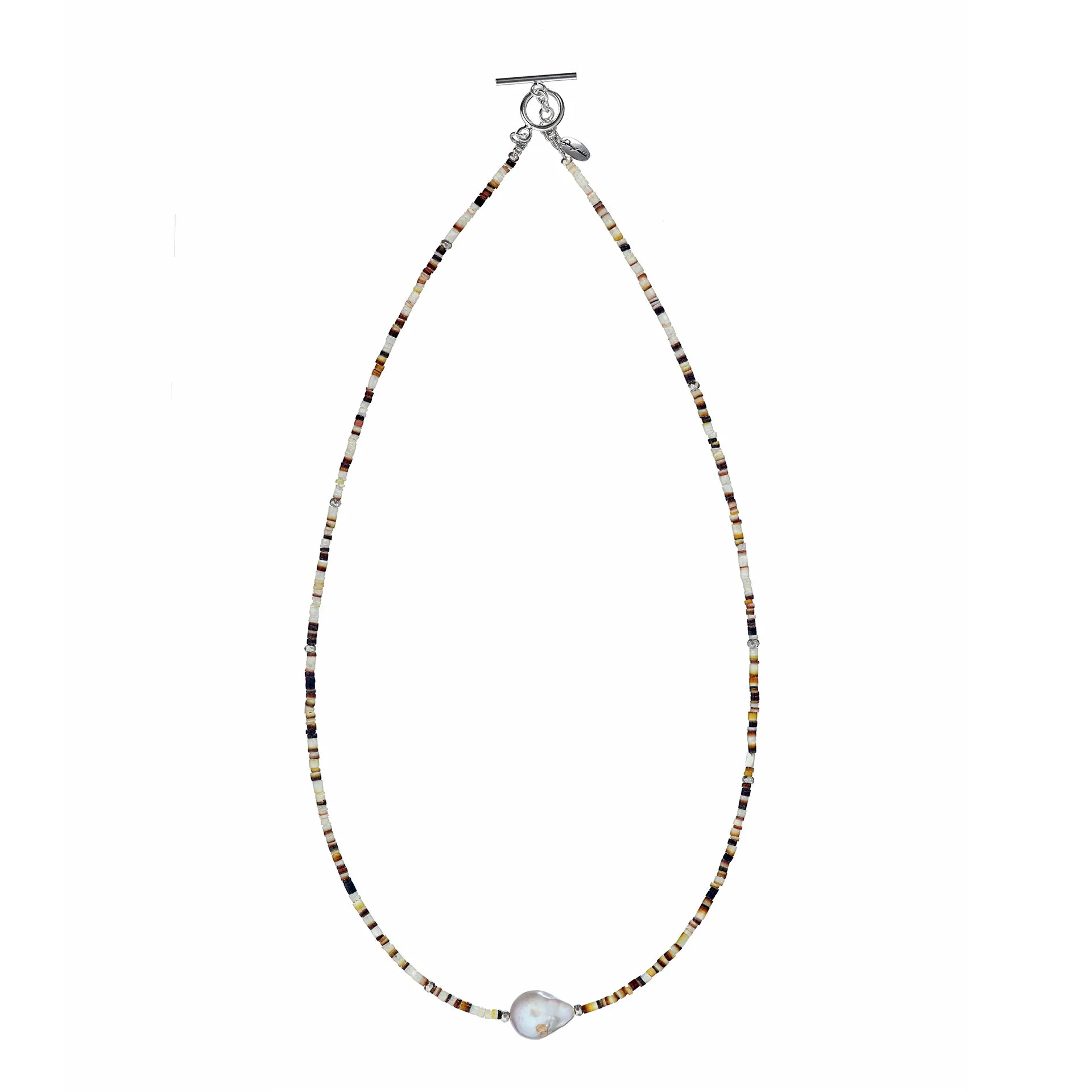 Shell Beaded Necklace with Freshwater Pearl