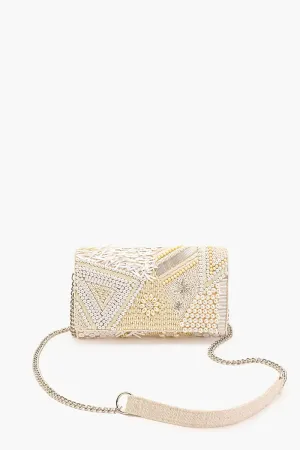 Shimmering Sands Embellished Clutch w/Crossbody Strap