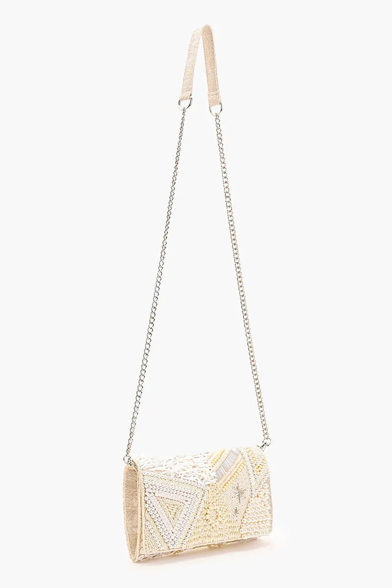 Shimmering Sands Embellished Clutch w/Crossbody Strap