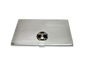 Silver and Black Soccer Ball Business Card Holder