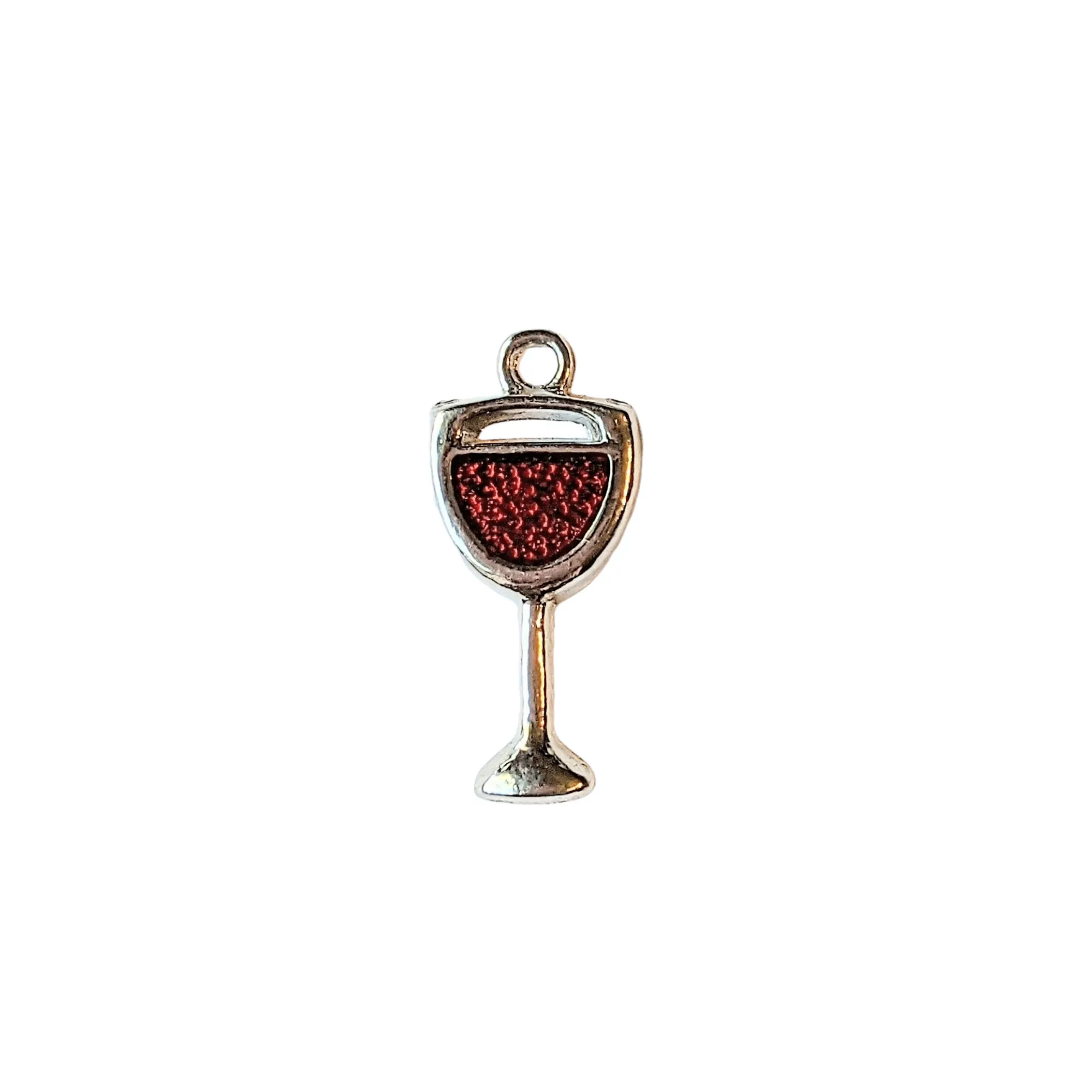 Silver Red Wine Drink Charm