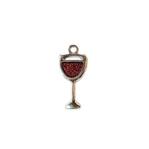 Silver Red Wine Drink Charm