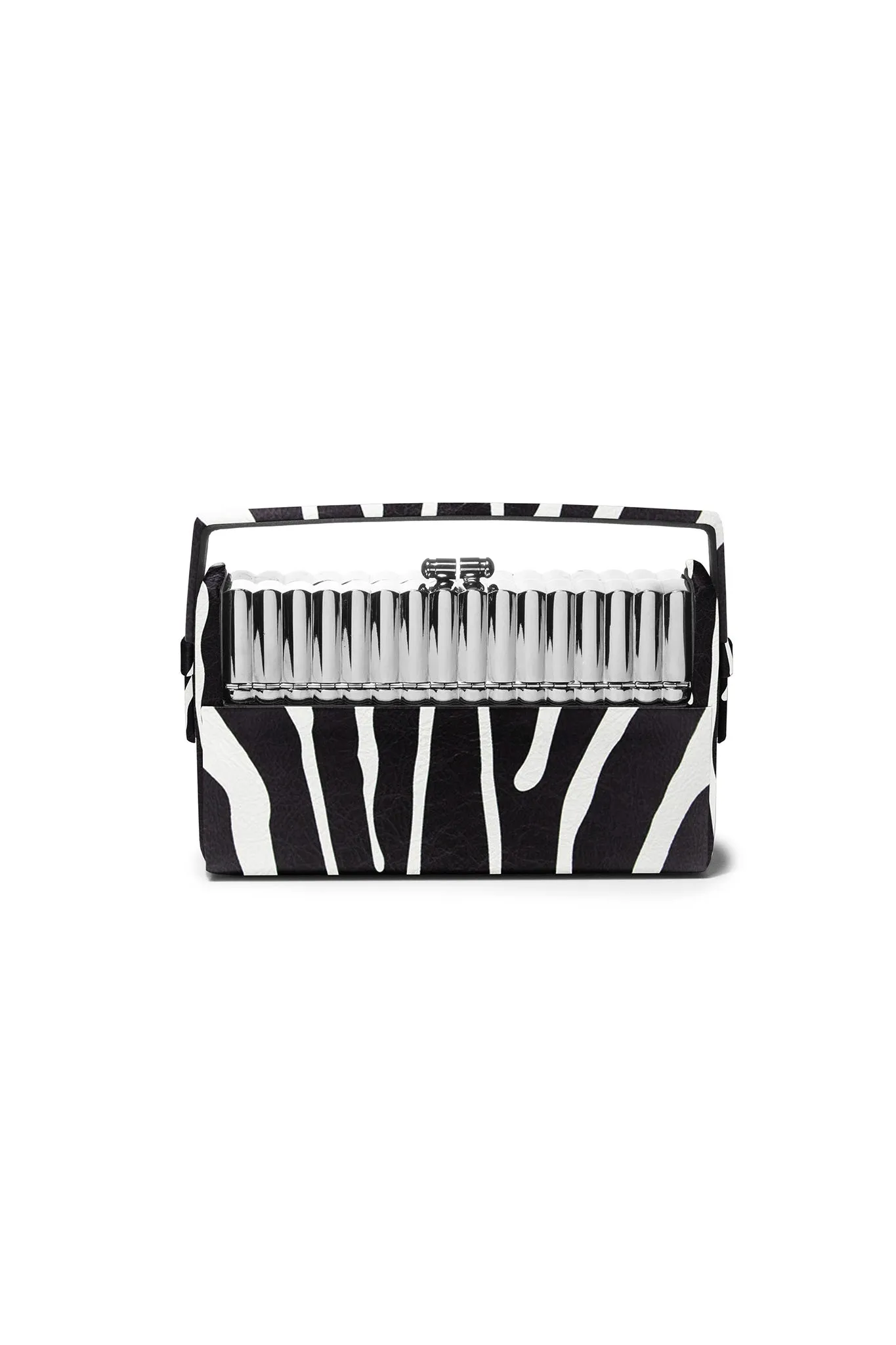 Silver Xenon Minaudière with Zebra Leather Case
