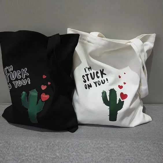 Simple Cactus Pattern Tote Bag