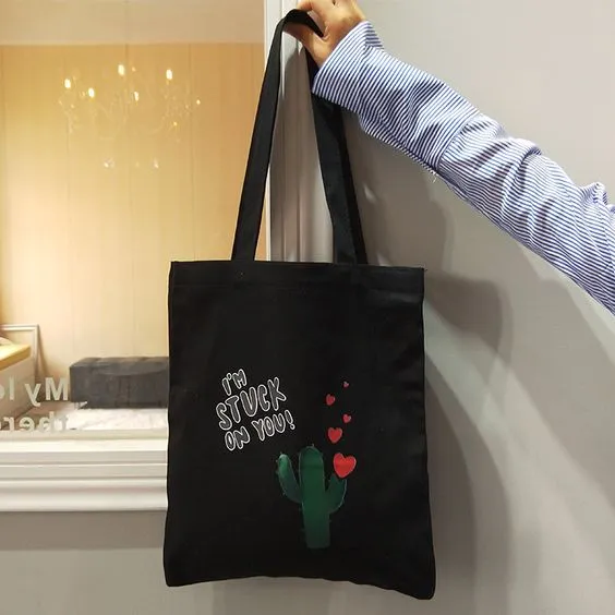 Simple Cactus Pattern Tote Bag
