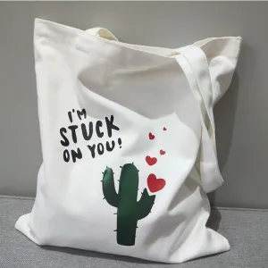 Simple Cactus Pattern Tote Bag