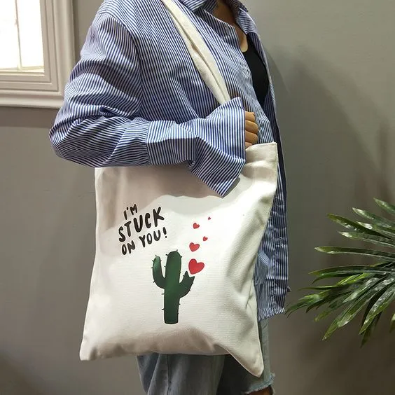 Simple Cactus Pattern Tote Bag