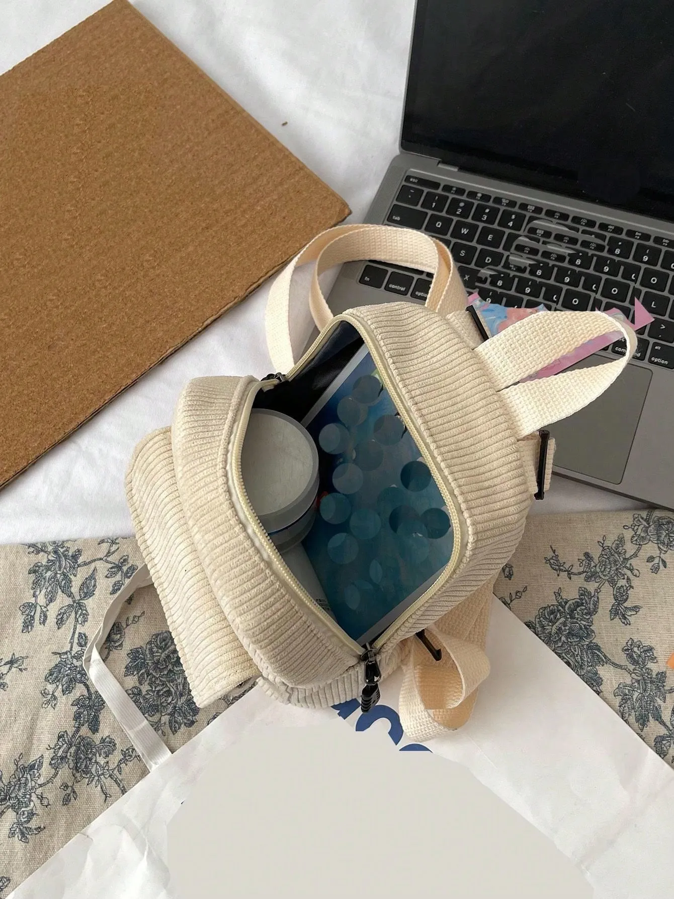 Solid Color Corduroy Simple & Versatile Backpack