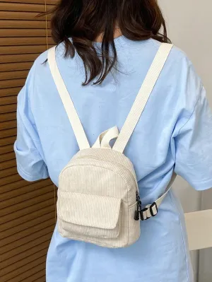 Solid Color Corduroy Simple & Versatile Backpack