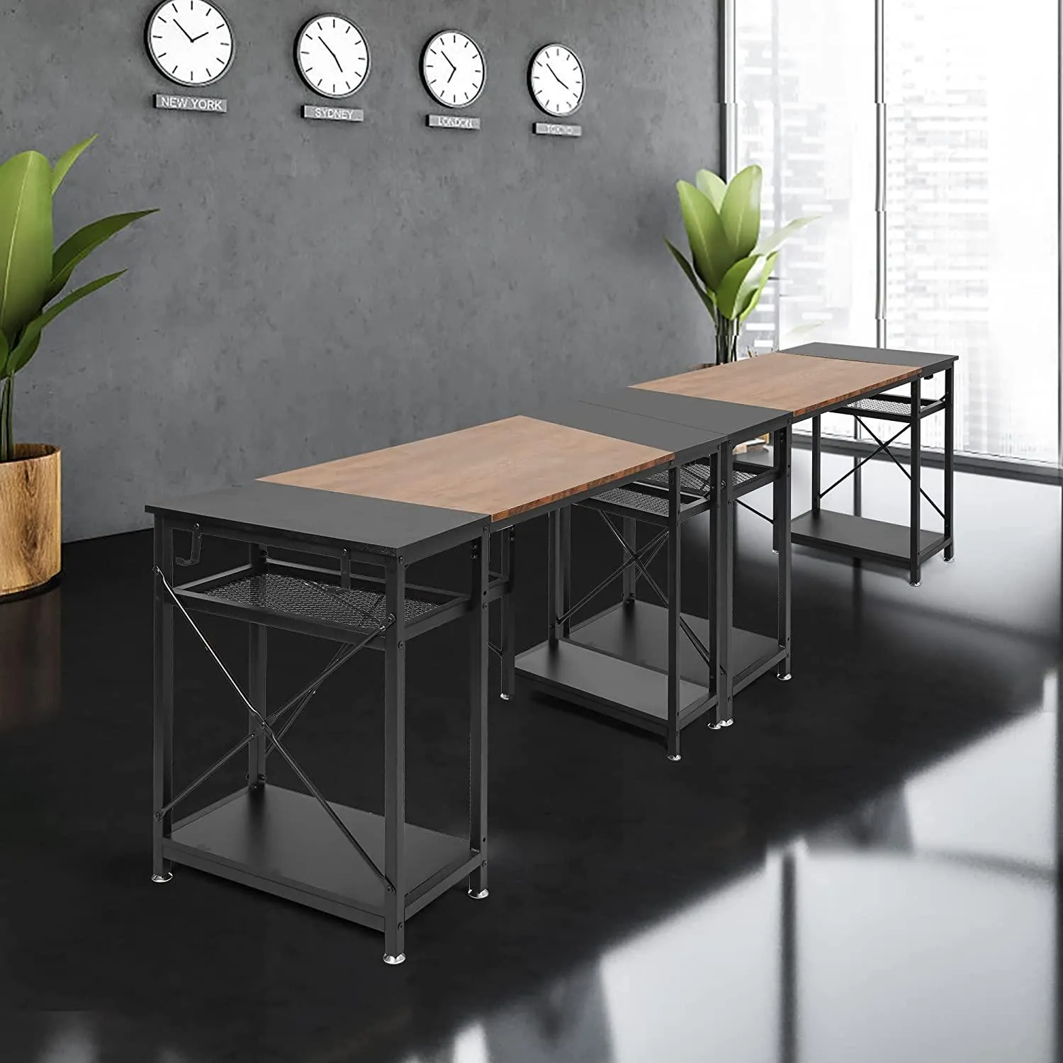 Spacious 47.2" Computer Desk with Storage Shelves, Hooks, and CPU Stand - Ideal Home Office Desk, Black