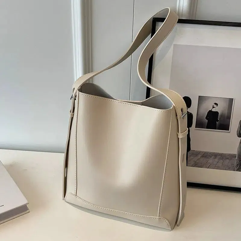 Stylish Leather Bucket Bag