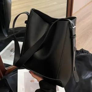 Stylish Leather Bucket Bag