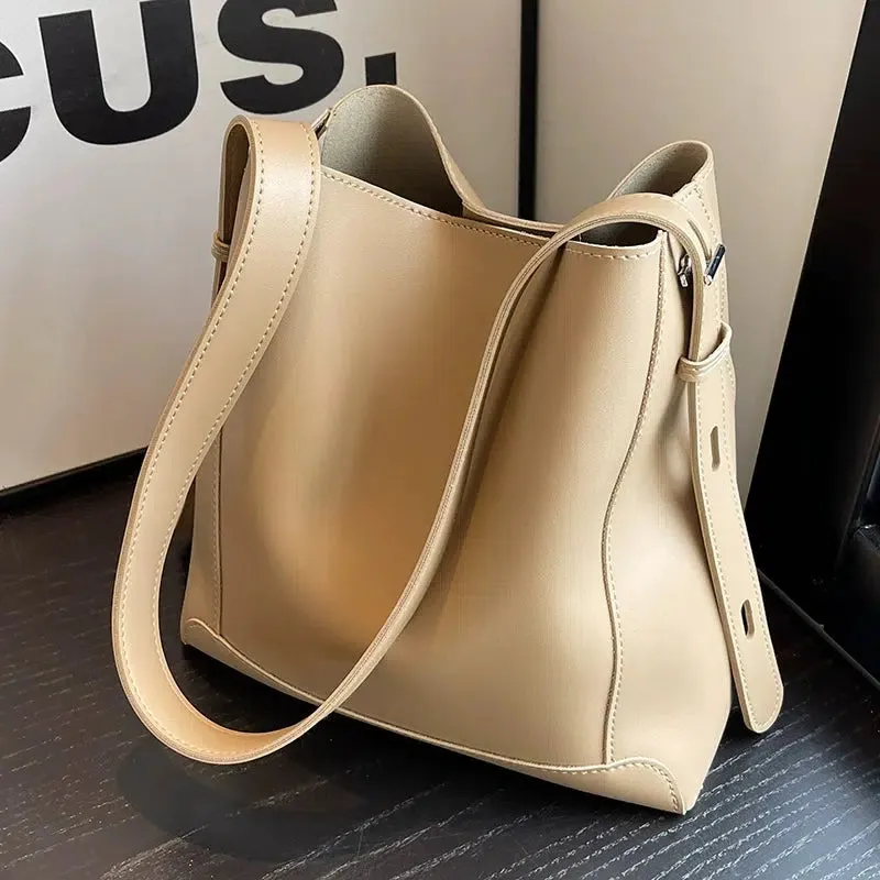 Stylish Leather Bucket Bag