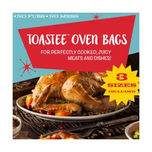 TOASTEE Oven Roasting Bags for Chicken, Ham, Prime Rib, Poultry, Turkey, Ribs, Seafood, Vegetables, 3 Sizes