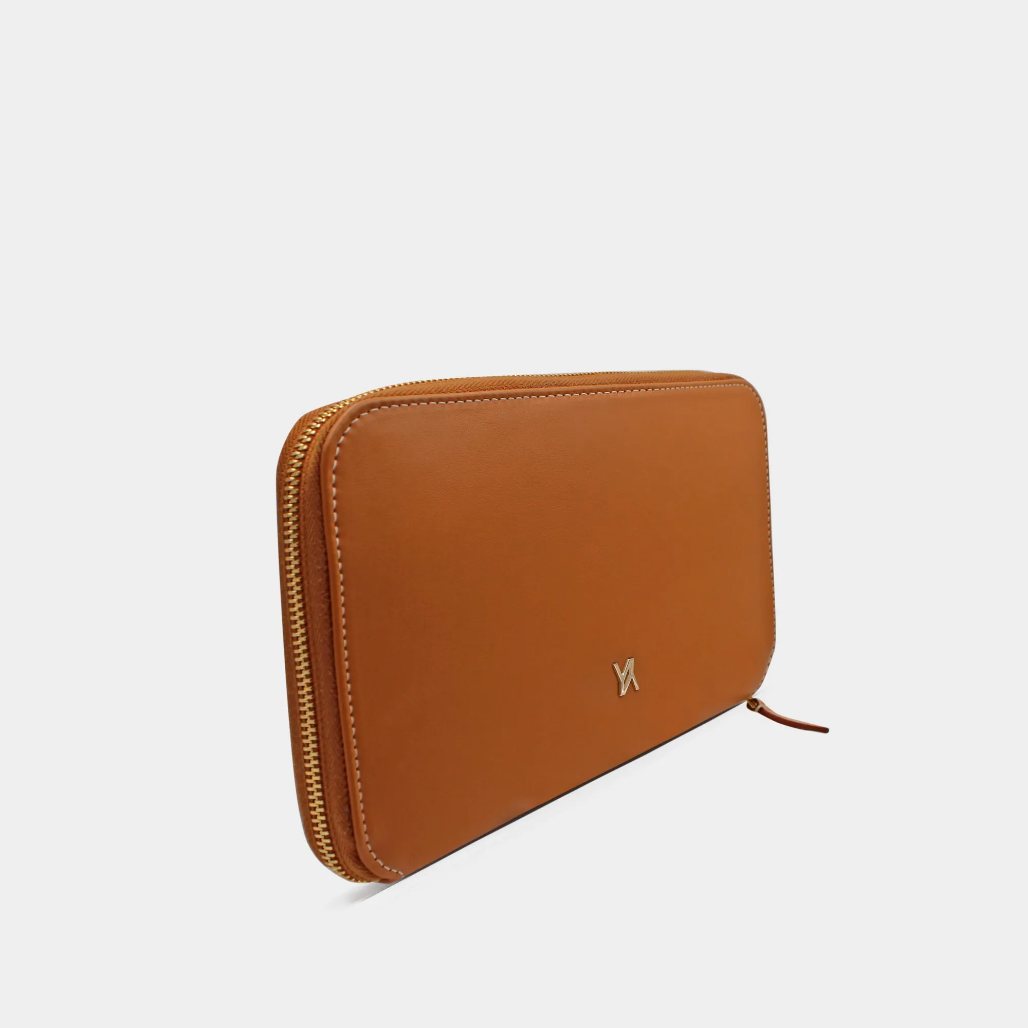 Travel document wallet camel