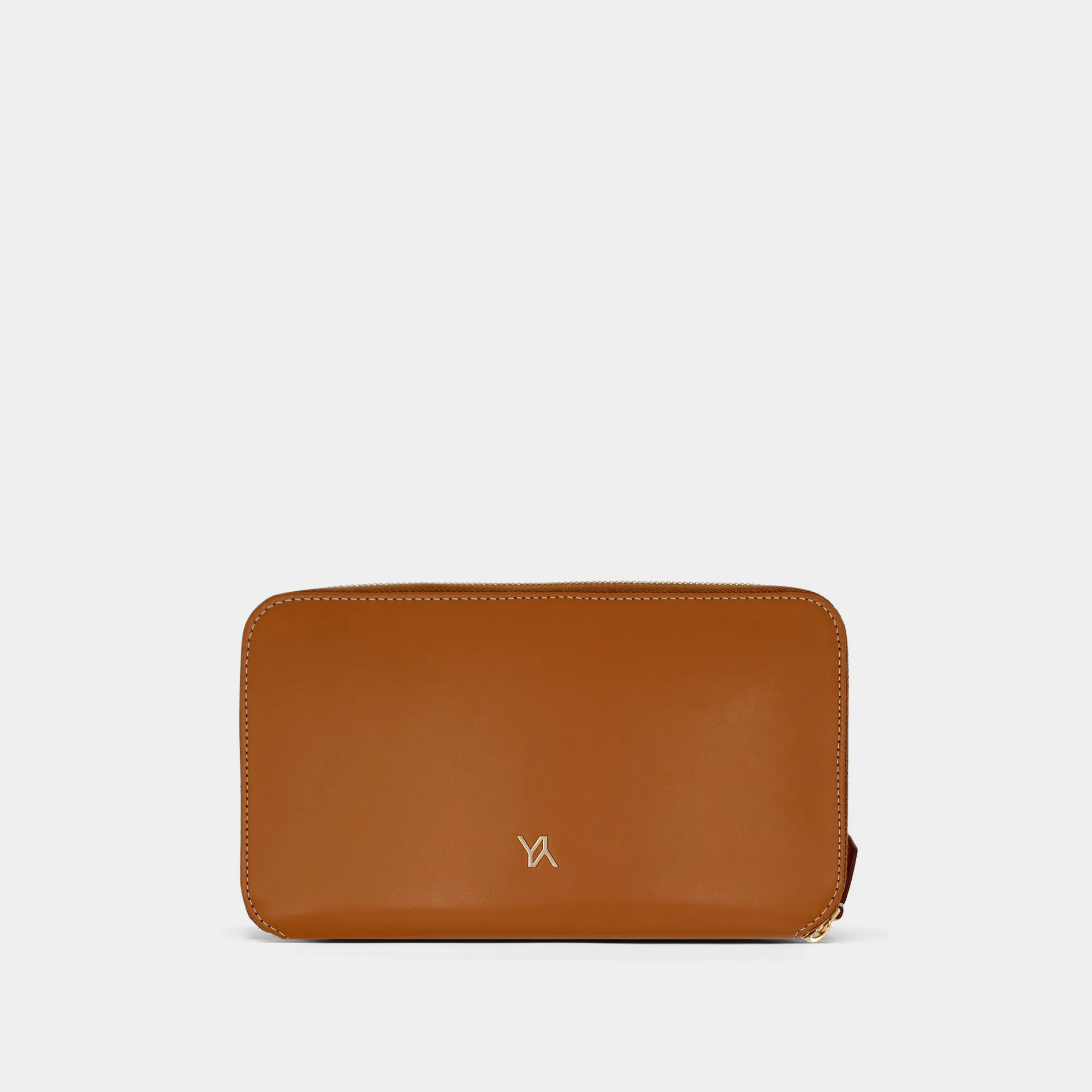 Travel document wallet camel