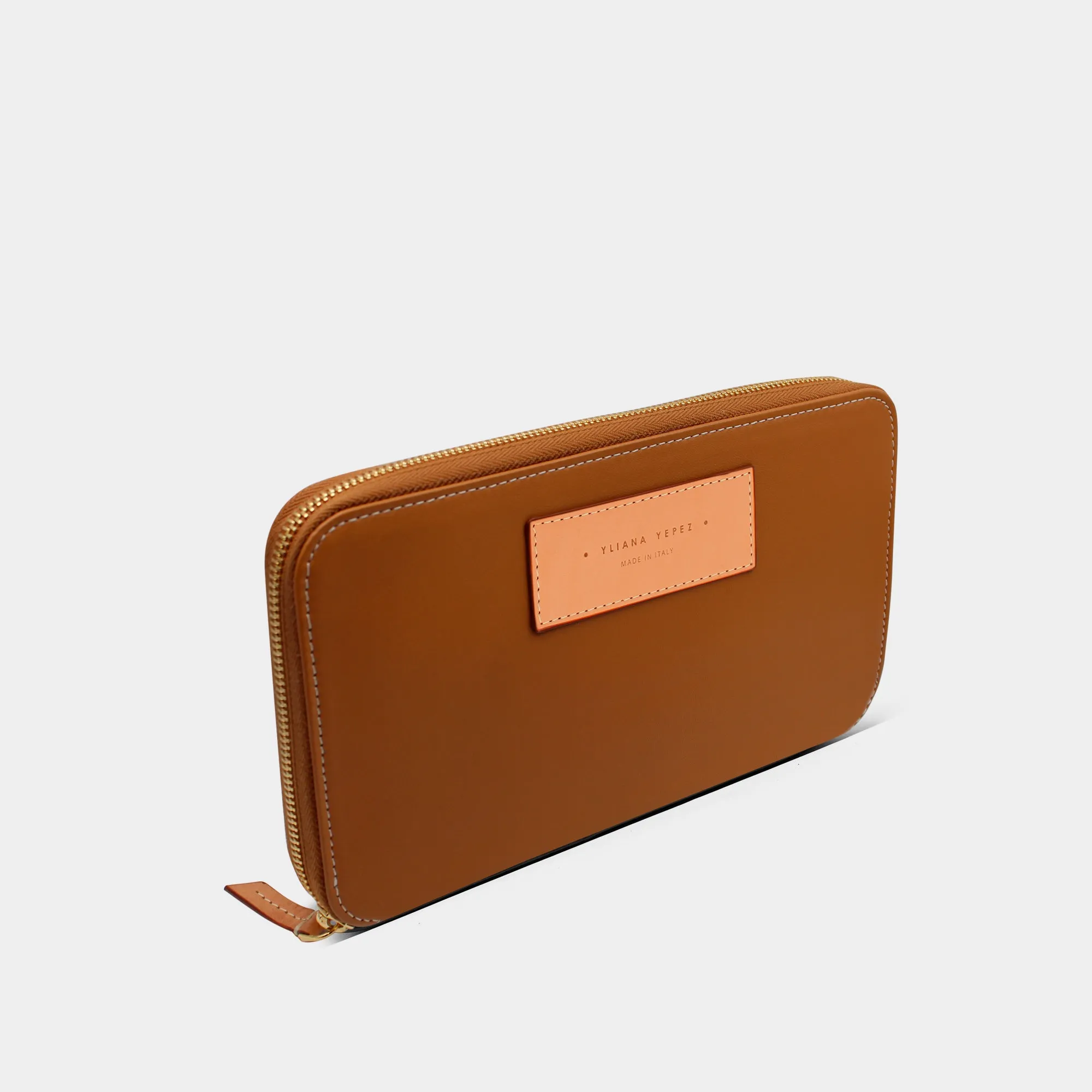 Travel document wallet camel