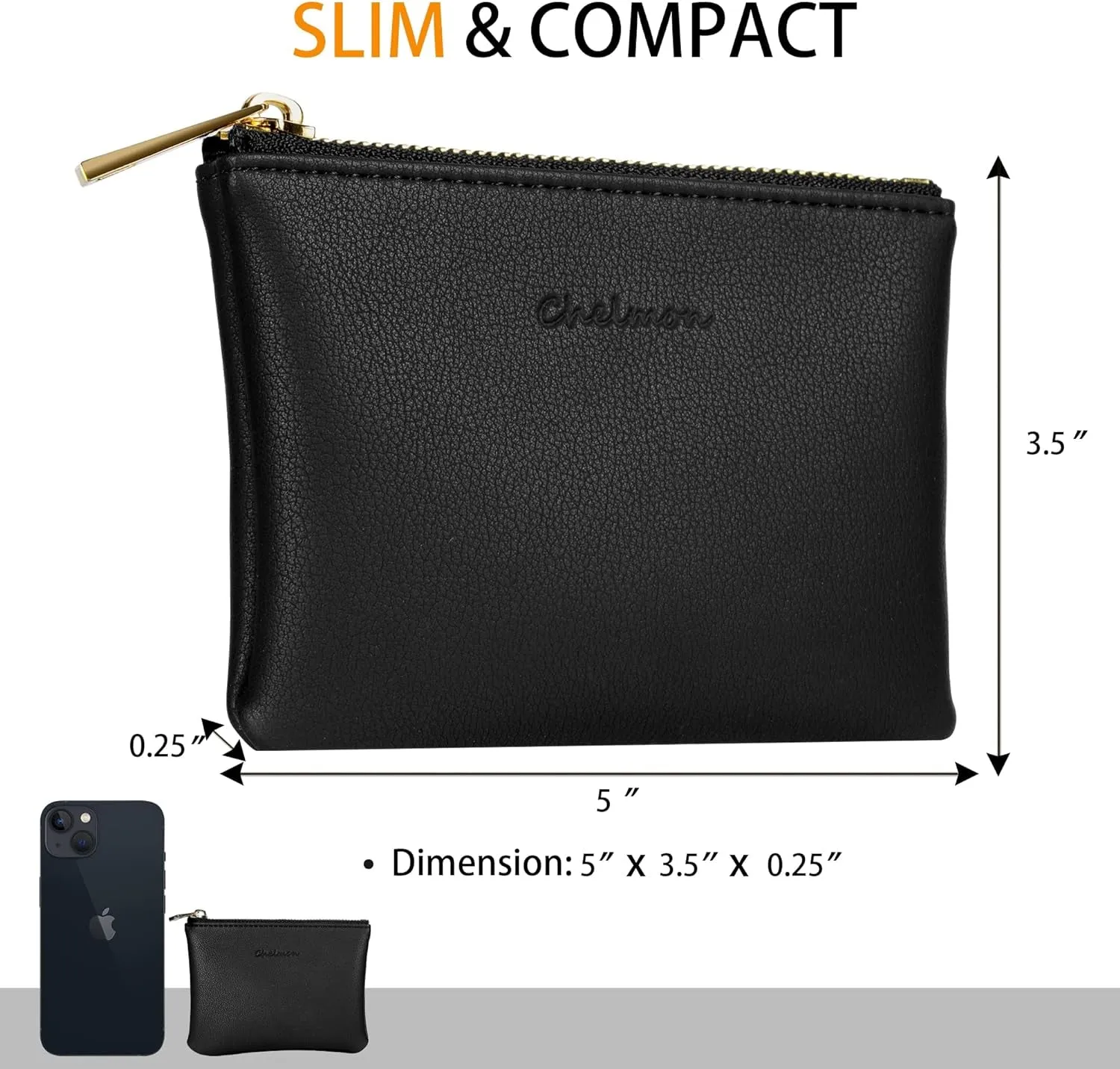 Vegan Leather Coin Wallets with Zipper for Men & Women