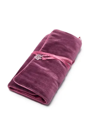 VELVET JEWELRY ROLL - AUBERGINE