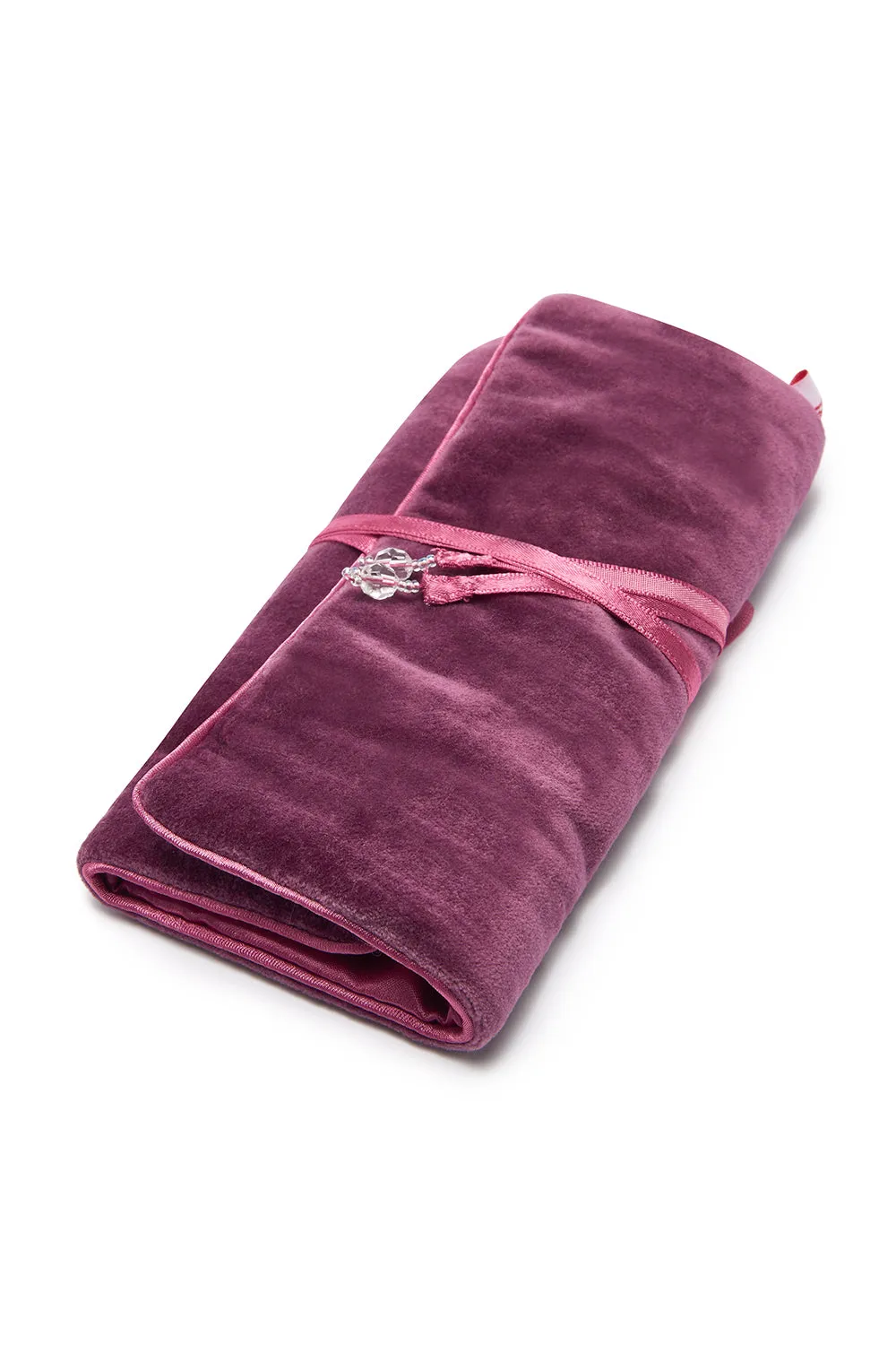 VELVET JEWELRY ROLL - AUBERGINE