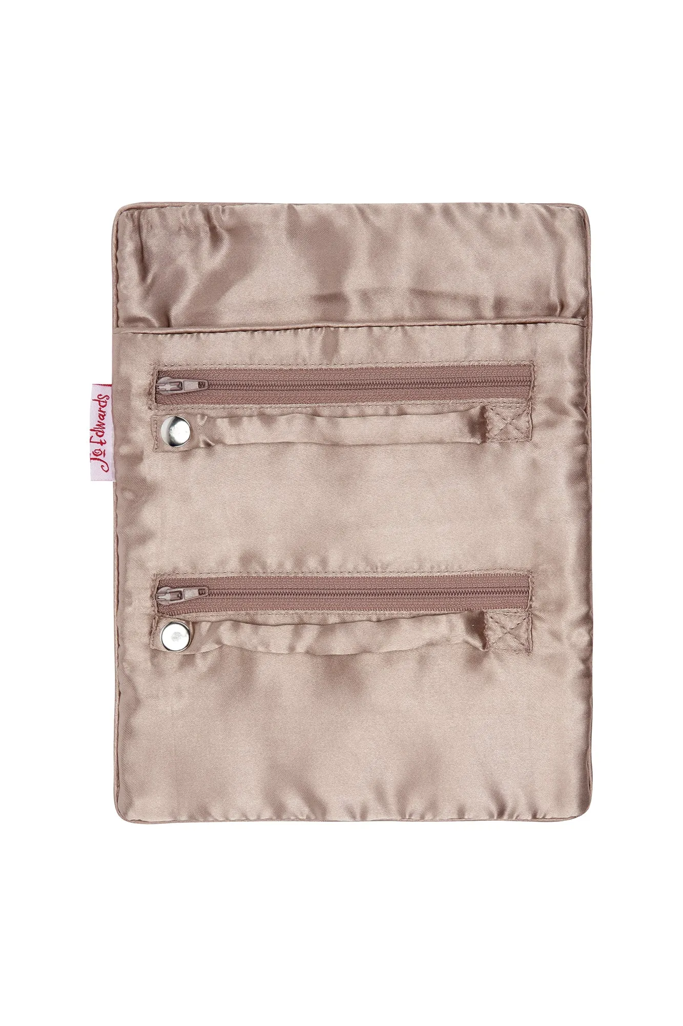 VELVET JEWELRY ROLL - PINK & GOLD EMBROIDERY