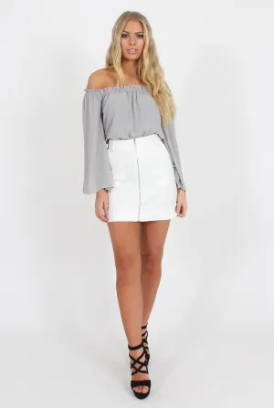 White Faux Leather Mini Skirt - Paige
