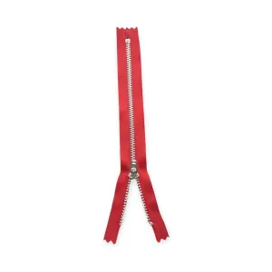 YKK Metal Silver Zip DK Red