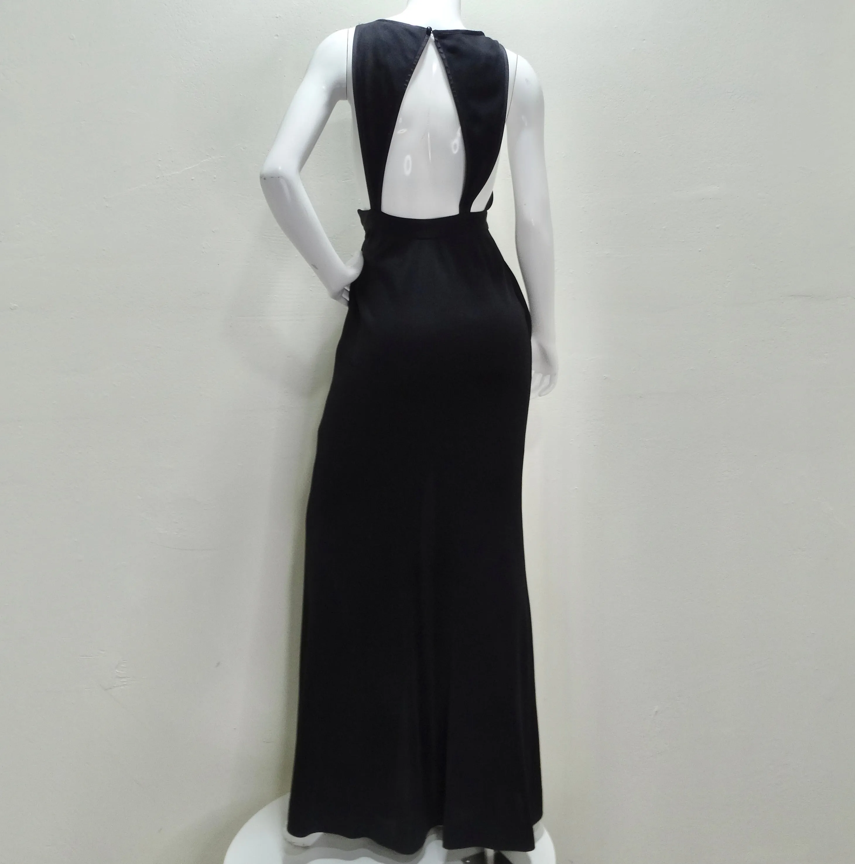 Yves Saint Laurent 1980s Black Backless Evening Dress