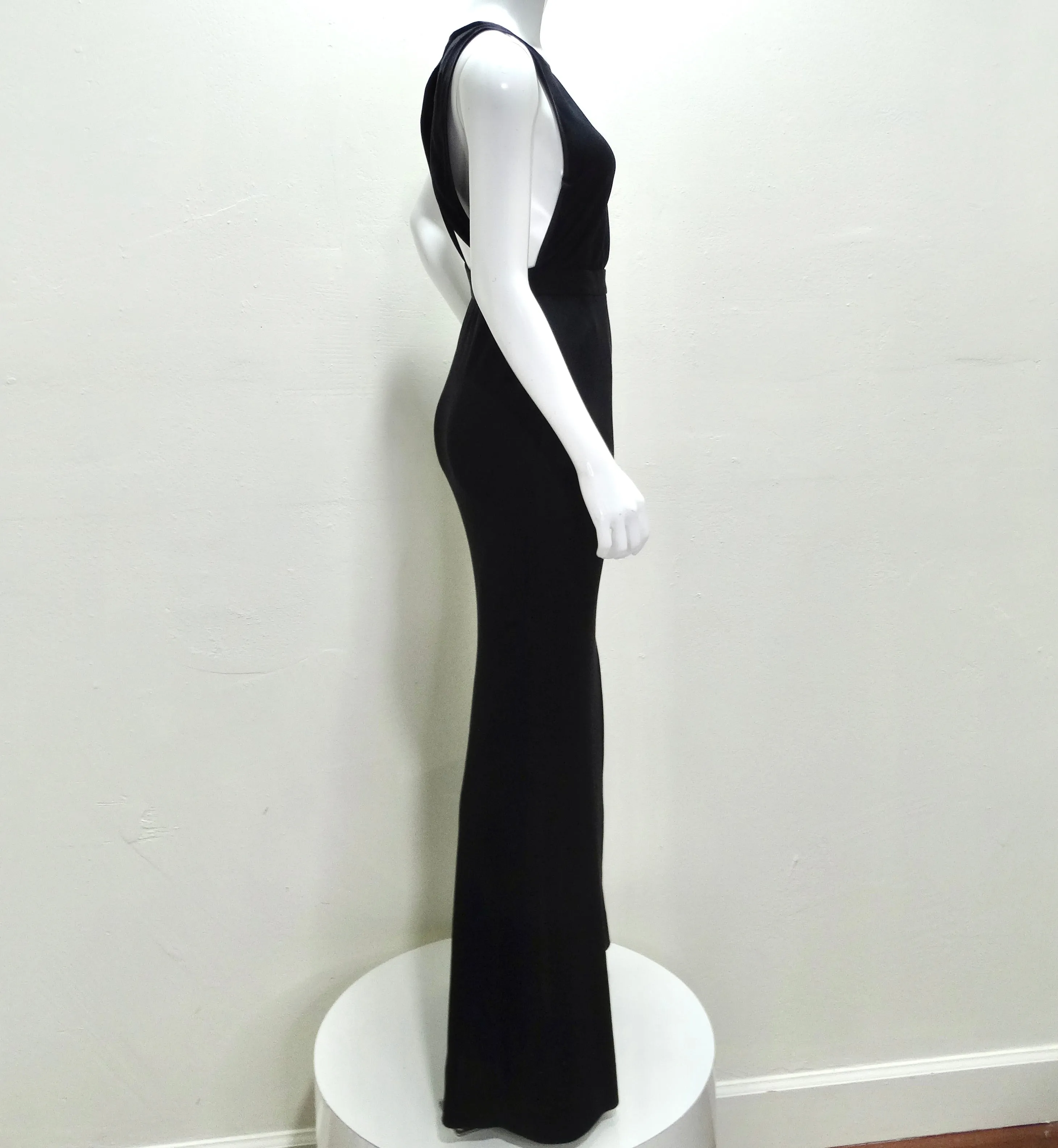 Yves Saint Laurent 1980s Black Backless Evening Dress