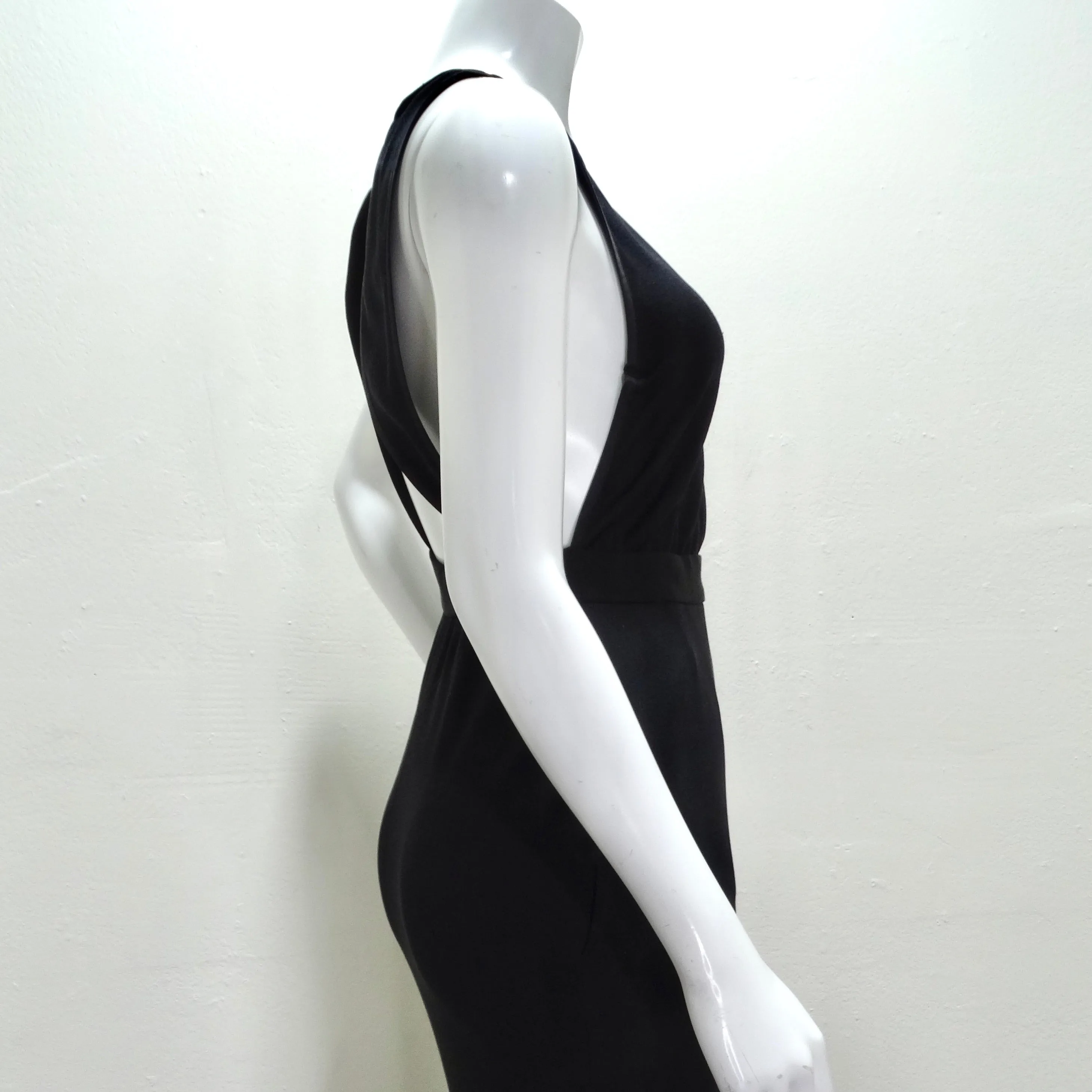 Yves Saint Laurent 1980s Black Backless Evening Dress