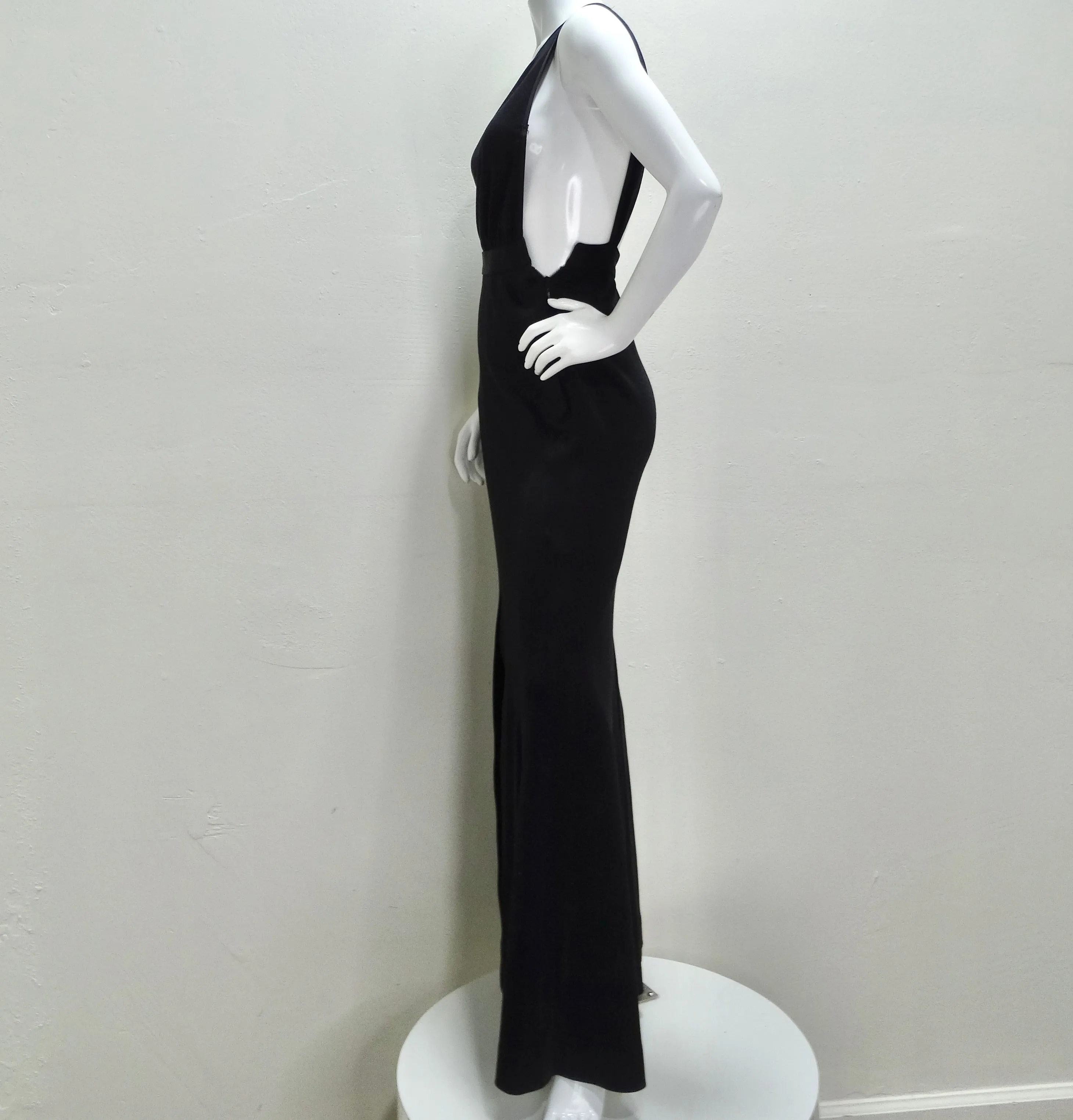 Yves Saint Laurent 1980s Black Backless Evening Dress